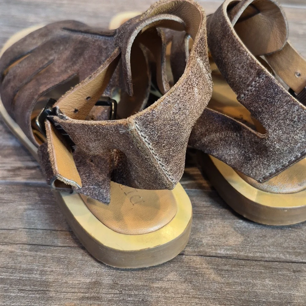 7/7.5 Diba True Genuine Leather Gladiator Sandals, Double Buckle Closure - Picture 4 of 13